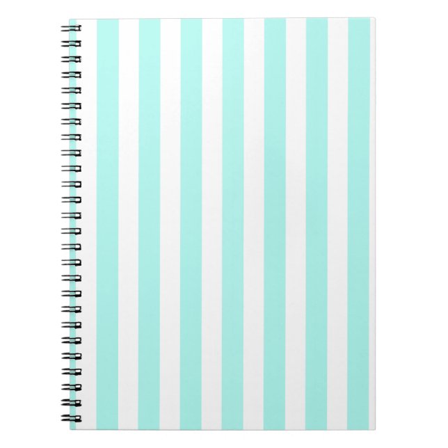 Carnet Bandes de bonbons turquoise et blanche (Devant)