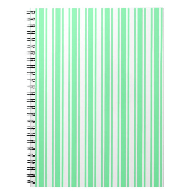 Carnet Bandes de bonbons vert et blanc pastel (Devant)