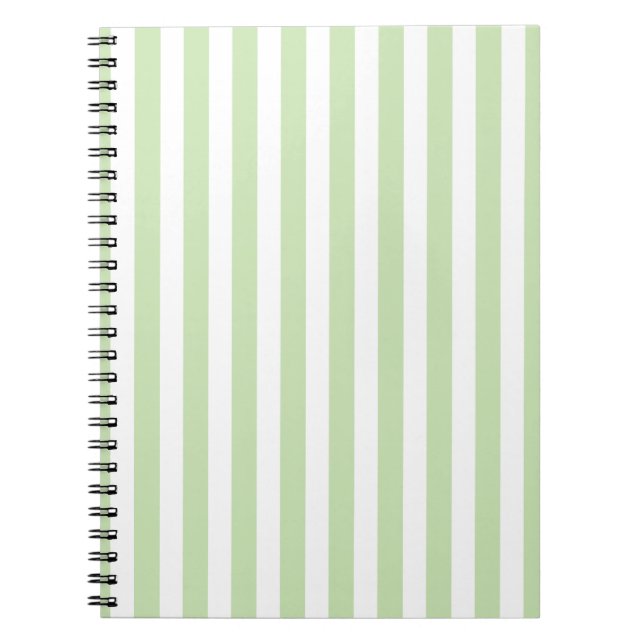 Carnet Bandes de bonbons vert pâle et blanc (Devant)