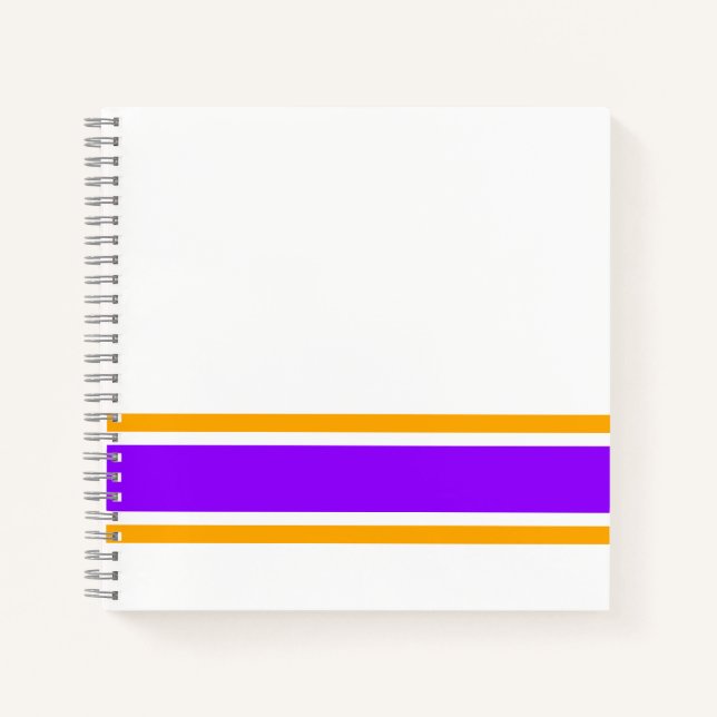 Carnet Bandes de course orange violet vif sur fond blanc  (Devant)
