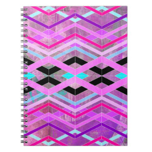 Carnet Bandes de croisement géométriques violettes roses 