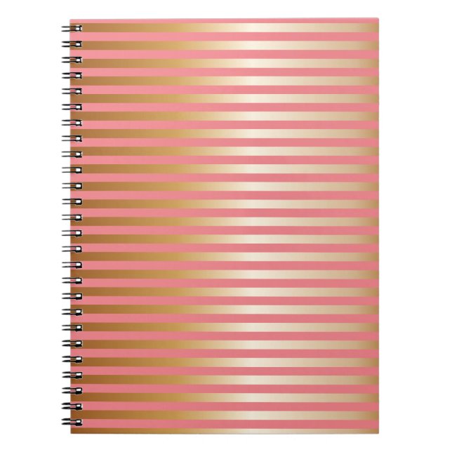 Carnet Bandes de graduation rose et or doux (Devant)