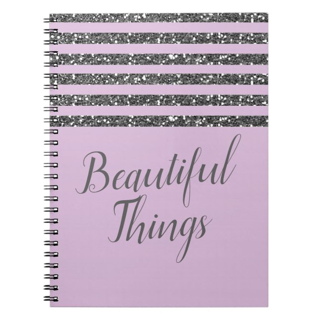 Carnet Bandes de scintillement de lilas de lavande argent (Devant)