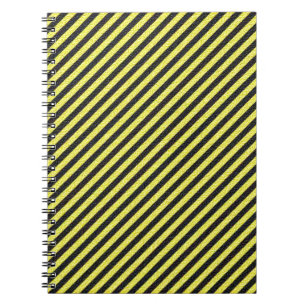 Carnet Bandes diagonales minces en noir et jaune