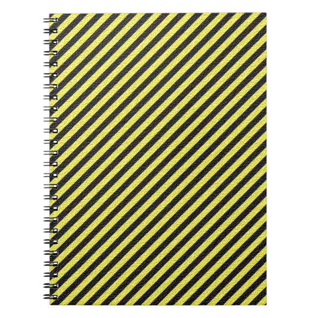 Carnet Bandes diagonales minces en noir et jaune (Devant)