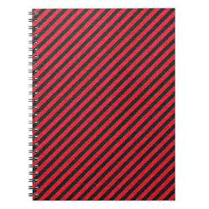Carnet Bandes diagonales noires et rouges minces