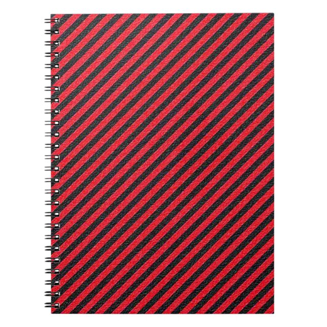 Carnet Bandes diagonales noires et rouges minces (Devant)