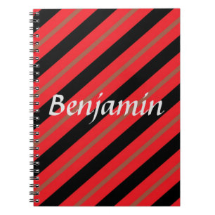 Carnet Bandes diagonales noires, rouges et brunes