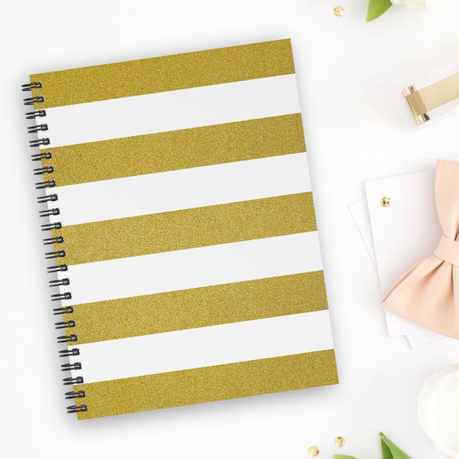 Carnet Bandes d'or, Blancs, Motif rayé (Créateur téléchargé)