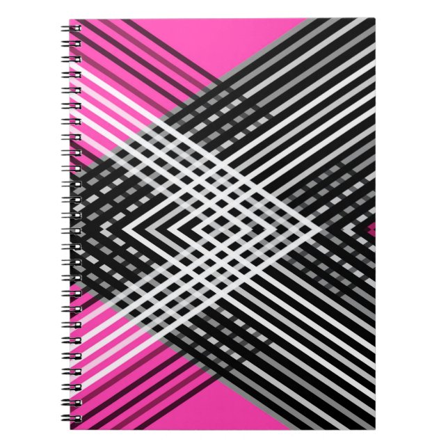 Carnet Bandes entrelacées en noir et blanc et gris sur un (Devant)