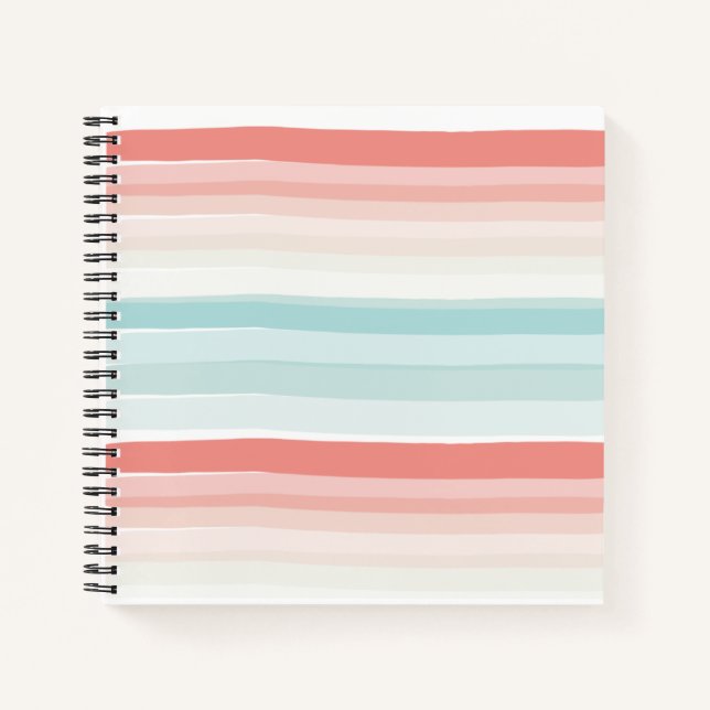 Carnet Bandes estivales en corail et turquoise (Devant)