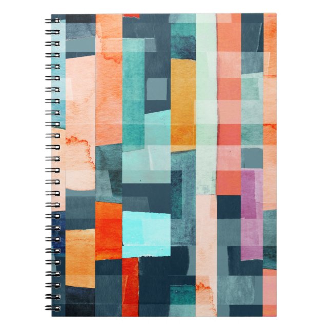 Carnet Bandes géométriques multicolores, motif tendance. (Devant)