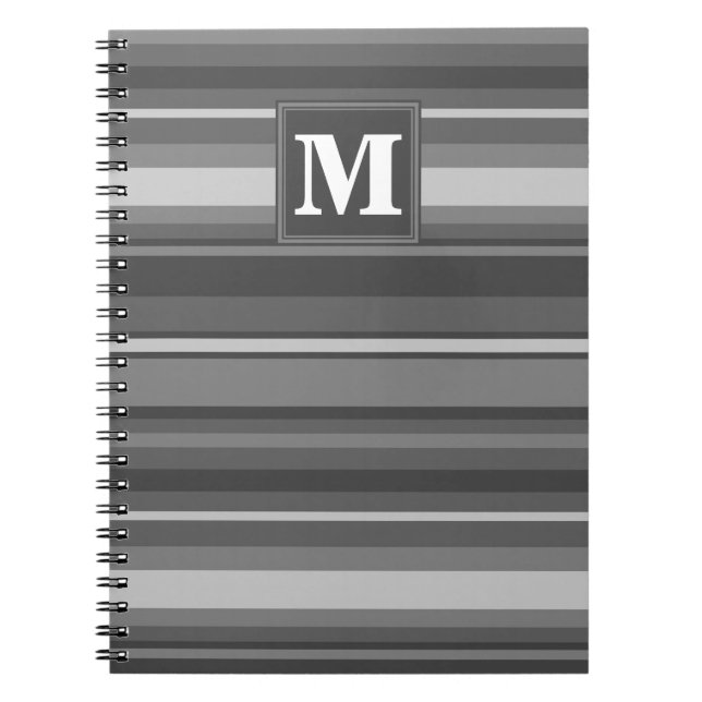 Carnet Bandes gris monogramme (Devant)