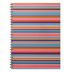 Carnet Bandes horizontales bleu rose terre cuite rétro
