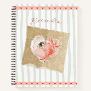 Carnet Bandes mignonnes pastel arrière - plan Floral et c