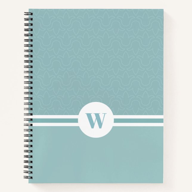 Carnet Bandes modernes monogramme simple design de fleurs (Devant)