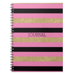 Carnet Bandes noires rose or