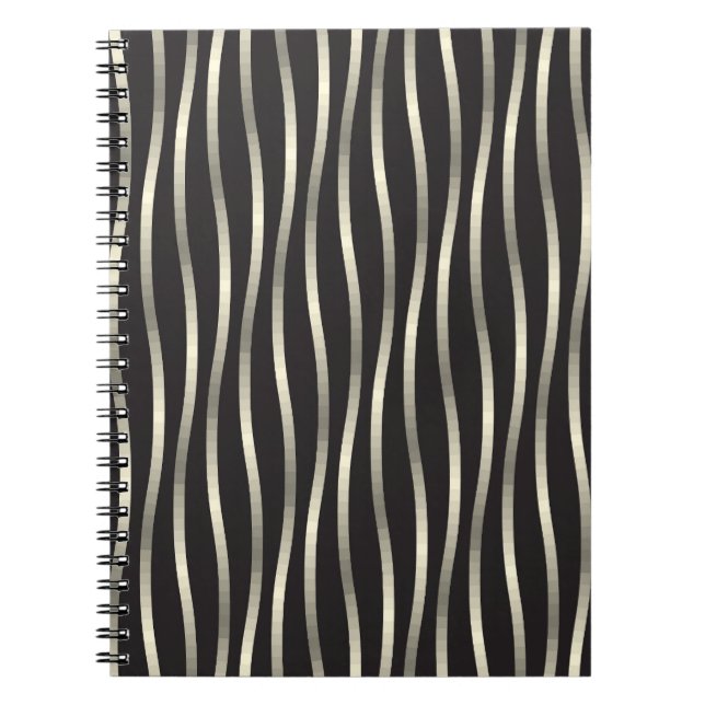 Carnet Bandes ondulées dorées, texture luxueuse (Devant)
