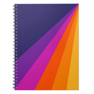 Carnet Bandes rétro en diagonale violette et orange