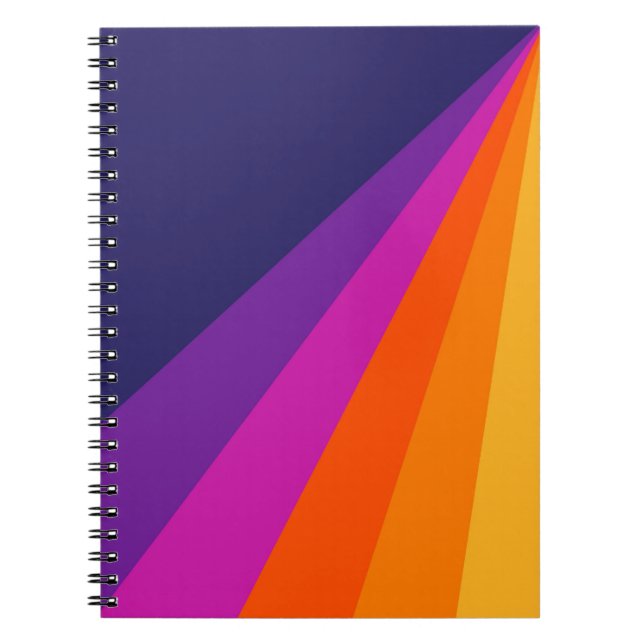 Carnet Bandes rétro en diagonale violette et orange (Devant)