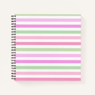 Carnet Bandes, rose, vert