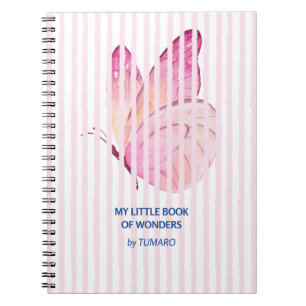 Carnet Bandes roses avec papillon caché