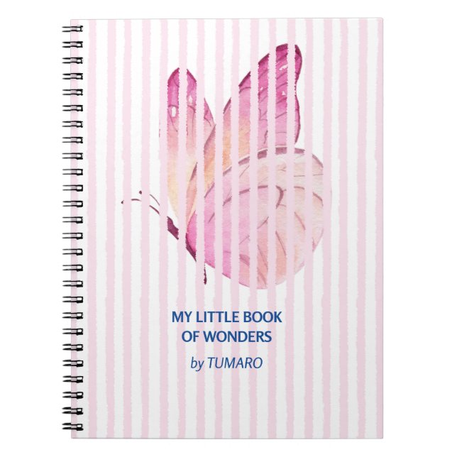 Carnet Bandes roses avec papillon caché (Devant)