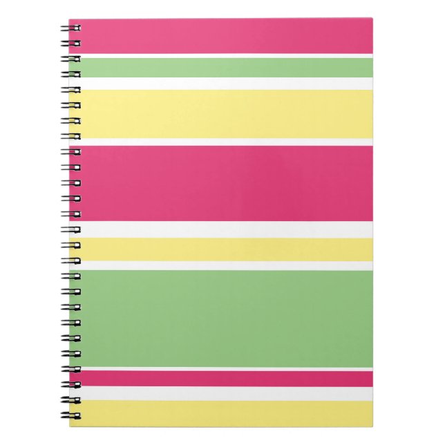 Carnet Bandes roses, vertes et jaunes (Devant)