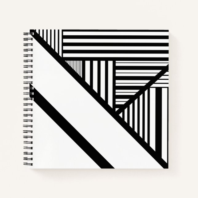 Carnet Bandes triangulaires en noir et blanc (Devant)