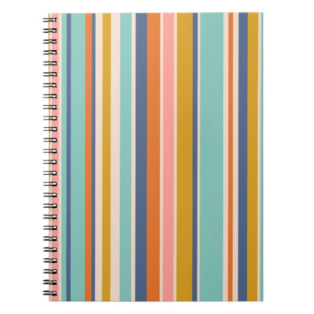 Carnet Bandes verticales rétrospectives bleu orange et ja (Devant)