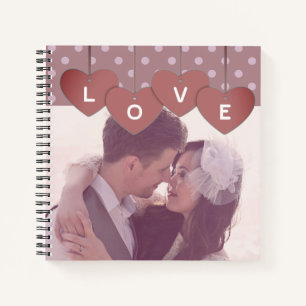 Carnet Bannière de cœurs d'amour Photo de mariage personn