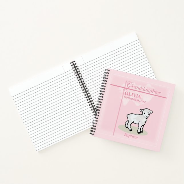 Carnet Baptême de la petite-fille Pink Girl Lamb Nom et d (Intérieur)