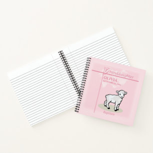 Carnet Baptême de petite-fille Rose Fille Agneau Nom et D