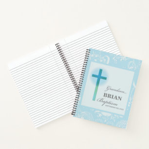 Carnet Baptême Petit-Fils Broderie Bleue Personnalisée