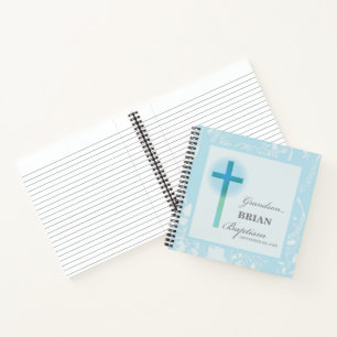 Carnet Baptême Petit-Fils Broderie Bleue Personnalisée