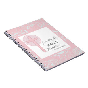 Carnet Baptême Petite-fille Dentelle rose Personnalisée