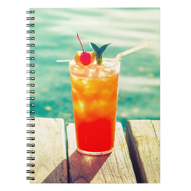 Carnet Bar de piscine à coucher de soleil rétro (Devant)
