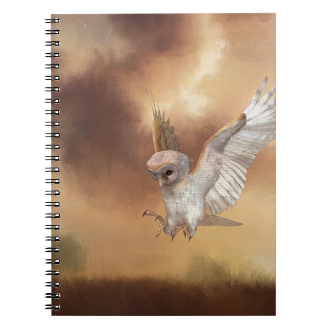 Carnet Barn Owl en vol peinture numérique (Devant)