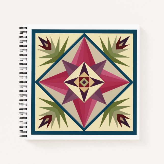 Carnet Barn Quilt Block Notebook in Pinks and Purples (Devant)