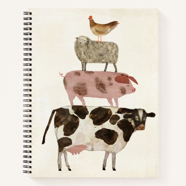 Carnet Barnyard Buds - Vache, cochon, mouton et hen (Devant)