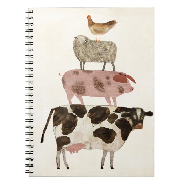 Carnet Barnyard Buds - Vache, cochon, mouton et hen (Devant)