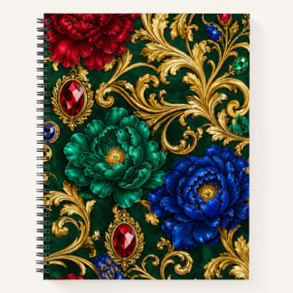 Carnet Baroque Floral Ton Tonique Émeraude
