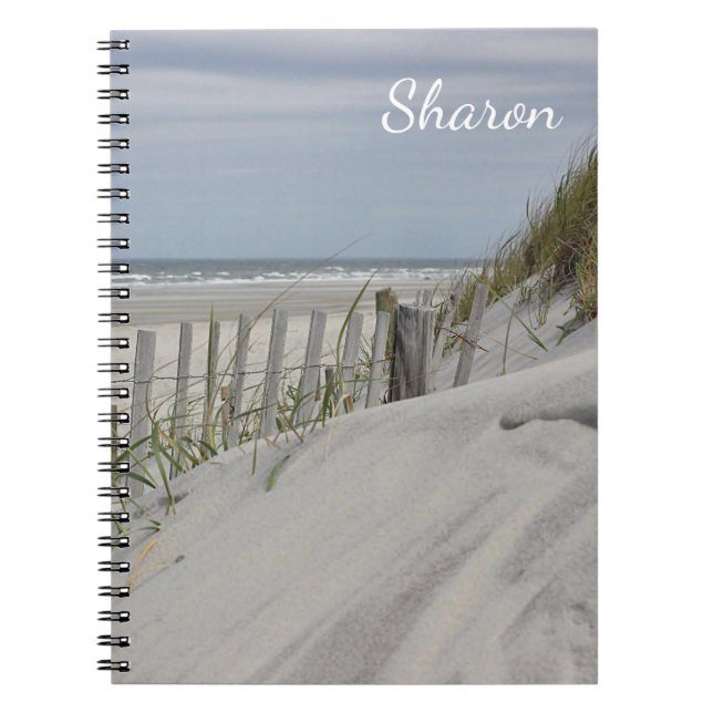 Carnet Barrière patinée de plage dans les dunes de sable (Devant)