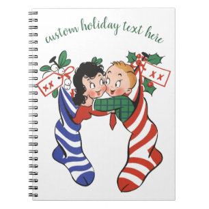 Carnet Bas de Noël vintage avec des enfants mignons