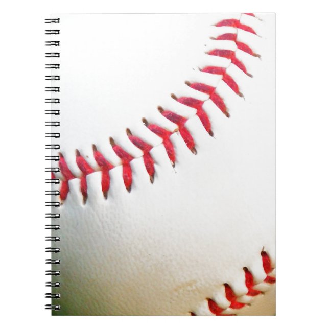 Carnet Baseball blanc avec couture rouge (Devant)