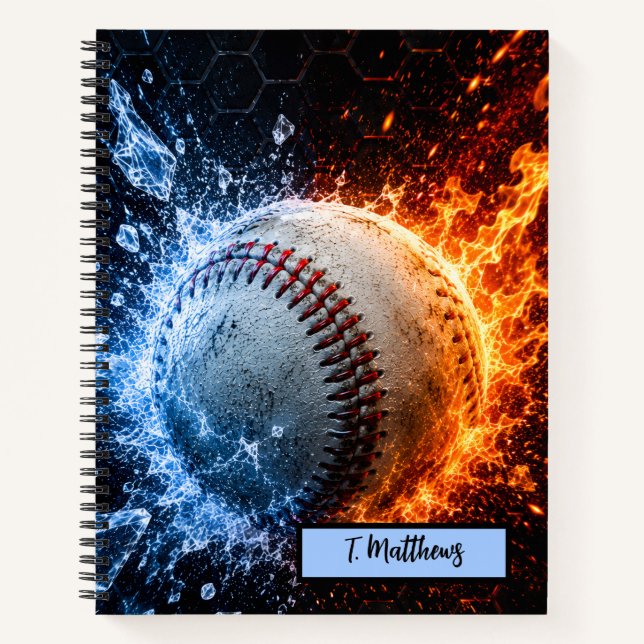Carnet Baseball Nom Personnalisé Moderne  (Devant)