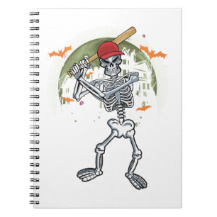 Carnet Baseball Skeleton Halloween Sport sous la lune