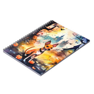 Carnet Basenji D'Halloween Avec Peur Citrouille