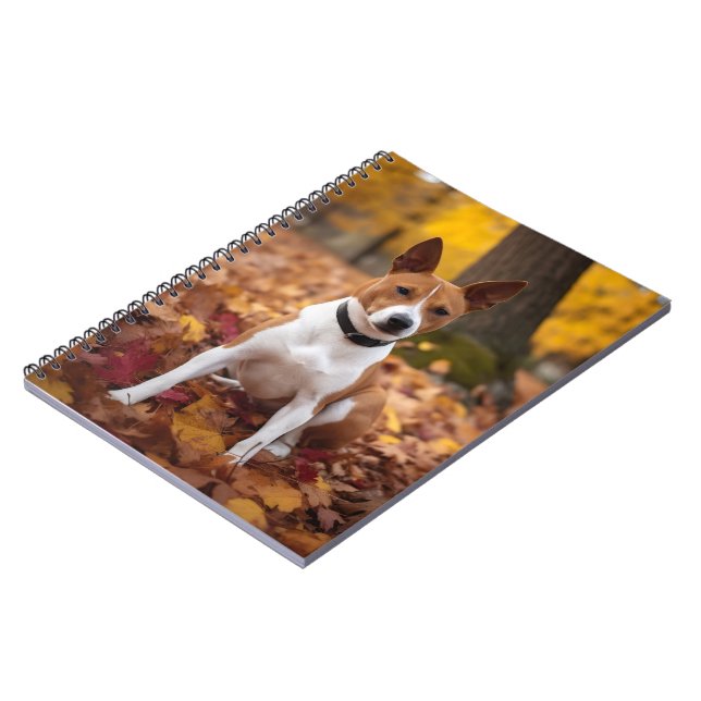 Carnet Basenji en automne Feuilles automne Inspiration (Côté gauche)
