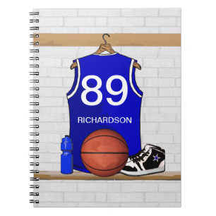 Carnet Basket-ball bleu et blanc personnalisé Jersey